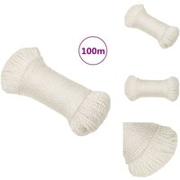 Arbeitsseil Weiß 3 mm 100 m Polypropylen - Arbeiterseil - PP-Seil - Polyesterseil - Baumarkt - Gartenseil von VIDAXL