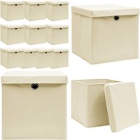 Aufbewahrungsboxen mit Deckel 10 Stk. Creme 32x32x32 cm Stoff - Aufbewahrungsbox - Aufbewahrungsboxen - Home & Living - Creme Aufbewahrungsboxen mit Deckel 10 Stk. Creme 32x32x32 cm Stoff - Aufbewahrungsbox - Aufbewahrungsboxen - Home & Living - Creme von VIDAXL