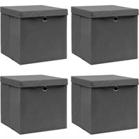 Vidaxl - Aufbewahrungsboxen mit Deckeln 4 Stk. Grau 32x32x32 cm Stoff Grau von BONNEVIE