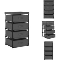 Aufbewahrungsregal mit 4 Stoffkörben Stahl Grau - Aufbewahrungsschrank - Stauraum - Regal - Wohnzimmer Dekoration - Garderobe von VIDAXL