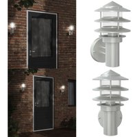 Außenwandleuchte Silbern Edelstahl - Outdoor-Beleuchtung - Wandleuchte - Gartenleuchte - Edelstahlleuchte - LED-Leuchte - Home & Living von VIDAXL