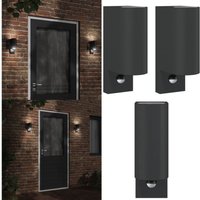 Außenwandleuchten mit Sensor 2 Stk. Schwarz Aludruckguss - LED-Leuchte - Außenleuchte - Wandleuchte - Bewegungsmelder - Sensoreinrichtung - Home & von VIDAXL