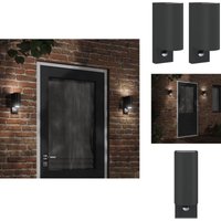 Vidaxl - Außenwandleuchten mit Sensor 2 Stk. Schwarz Aludruckguss - LED-Leuchte - Außenleuchte - Wandleuchte - Bewegungsmelder - Sensoreinrichtung von VIDAXL