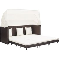 Ausziehbares 3-Sitzer-Schlafsofa mit Dach Poly Rattan Braun - Vidaxl von VIDAXL