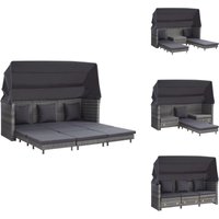 Ausziehbares 3-Sitzer-Schlafsofa mit Dach Poly Rattan Grau - Gartenschlafcouch - Outdoor Couch - Rattan Möbel - Gartenmöbel - Lounge Sofa Ausziehbares 3-Sitzer-Schlafsofa mit Dach Poly Rattan Grau - Gartenschlafcouch - Outdoor Couch - Rattan Möbel - Gartenmöbel - Lounge Sofa von VIDAXL