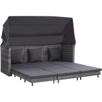 Vidaxl - Ausziehbares 3-Sitzer-Schlafsofa mit Dach Poly Rattan Grau von VIDAXL