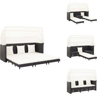 Ausziehbares 3-Sitzer-Schlafsofa mit Dach Poly Rattan Schwarz - Gartenschlafcouch - Poly Rattan - Schlafsofa - Outdoor Möbel - Gartenmöbel Ausziehbares 3-Sitzer-Schlafsofa mit Dach Poly Rattan Schwarz - Gartenschlafcouch - Poly Rattan - Schlafsofa - Outdoor Möbel - Gartenmöbel von VIDAXL