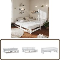 Ausziehbares Tagesbett 2x(90x200) cm Weiß Massivholz Kiefer - Holz Tagebett - Massivholzbette - Gästebett - Klappbett - Doppelbett von VIDAXL