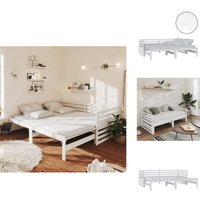 Ausziehbares Tagesbett 2x(90x200) cm Weiß Massivholz Kiefer - Holzbett - Gästebett - Klappbett - Doppelbett - Massivholzbette von VIDAXL