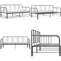 Vidaxl - Ausziehsofa Bettgestell Grau Metall 90x200 cm - Ausziehsofa - Schlafsofa - Gästebett - Wohnzimmermöbel - Metallbettgestell - Home & Living von VIDAXL