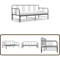 Ausziehsofa Bettgestell Grau Metall 90x200 cm - Ausziehsofa - Schlafsofa - Gästebett - Wohnzimmermöbel - Metallbettgestell Ausziehsofa Bettgestell Grau Metall 90x200 cm - Ausziehsofa - Schlafsofa - Gästebett - Wohnzimmermöbel - Metallbettgestell von VIDAXL