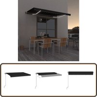 Automatische Markise mit led & Windsensor 400x350 cm Anthrazit - Outdoor-Markise - Terrassenmarkise - Gartendekoration - Markisentuch - Windsensor von VIDAXL