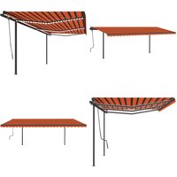 Automatische Markise mit led & Windsensor 6x3,5m Orange & Braun - Automatische Markise - Terrasse Markise - Gartensonnensegel - Wind Sensor - led von VIDAXL