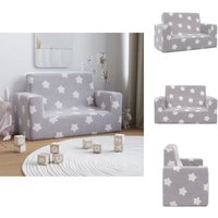 Baby- & Kleinkindmöbel - Living Kindersofa 2-Sitzer Hellgrau mit Sternen Weich Plüsch - Grau von VIDAXL