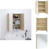 Bad-Spiegelschrank 60x15x75 cm MDF Weiß und Eiche-Optik - Badezimmerspiegel - Spiegelschrank - Badmöbel - Aufbewahrung Im Badezimmer - Kosmetikspiegel Bad-Spiegelschrank 60x15x75 cm MDF Weiß und Eiche-Optik - Badezimmerspiegel - Spiegelschrank - Badmöbel - Aufbewahrung Im Badezimmer - Kosmetikspiegel von VIDAXL