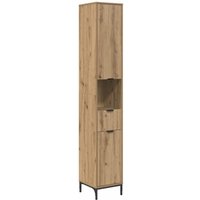 Bad hoher Schrank mit Tür Eiche handwerklich 31,5 x 33 x 190 cm vidaXL von VIDAXL