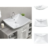 Badezimmer-Waschbecken - Luxuriöses Keramik-Waschbecken rechteckig mit Überlauf und Hahnloch - Weiß Badezimmer-Waschbecken - Luxuriöses Keramik-Waschbecken rechteckig mit Überlauf und Hahnloch - Weiß von VIDAXL