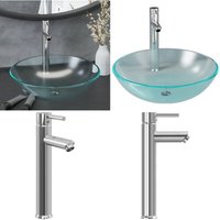 Vidaxl - Badezimmer Waschbecken Wasserhahn Ablaufgarnitur aus mattiertem - Rundes Waschbecken - Waschbecken Aus Glas - Designer-Waschbecken Vidaxl - Badezimmer Waschbecken Wasserhahn Ablaufgarnitur aus mattiertem - Rundes Waschbecken - Waschbecken Aus Glas - Designer-Waschbecken von VIDAXL