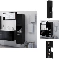 Badezimmerschrank Schwarz 30x30x130 cm Holzwerkstoff - Badezimmermöbel - Schrank - Wandregal - Spiegelschrank - Stauraum von VIDAXL