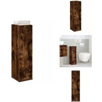 Badezimmerschrank mit Rollenhalter Räuchereiche 20,5x22x72 cm - Badezimmerschrank - Badezimmerschränke - Badschrank - Badschränke von VIDAXL