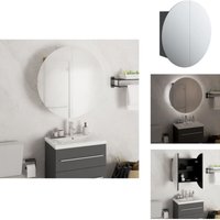 Badezimmerschrank mit Rundem Spiegel & led Schwarz 47x47x17,5cm - Badezimmermöbel - Kosmetiktisch - LED-Spiegelschrank - Runder Spiegel - Badschrank von VIDAXL