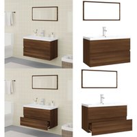 Vidaxl - Badmöbel-Set Braun Eichen-Optik Holzwerkstoff - Badmöbel-Set - Duschkabine - Waschtisch - Spiegelschrank - Badezimmermöbel - Home & Living von VIDAXL