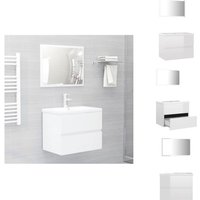 Badmöbel-Set Hochglanz-Weiß Holzwerkstoff - Badezimmersatz - Waschbeckenunterschrank - Spiegelschrank - Badezimmermöbel - Weißes Bad von VIDAXL