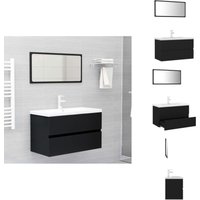 Badmöbel-Set Schwarz Holzwerkstoff - Badezimmersatz - Badmöbel - Schreibtisch - Spiegelschrank - Waschtrog von VIDAXL