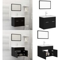 Vidaxl - Badmöbel-Set Schwarz Holzwerkstoff - Badezimmersatz - Schreibtisch - Spiegelschrank - Waschbeckenunterschrank - Handtuchhalter - Home & von VIDAXL