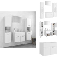 Vidaxl - Badmöbel-Set Weiß Holzwerkstoff - Badmöbel Set - Badezimmermöbel - Holzwerkstoff - Weißes Badmöbel - Spiegelschrank von VIDAXL