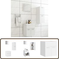 Badmöbel-Set Weiß Holzwerkstoff - Badmöbel Set - Badezimmermöbel - Schreibtisch - Spiegelschrank - Waschbeckenunterschrank von VIDAXL