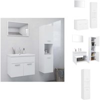 Badmöbel-Set Weiß Holzwerkstoff - Badmöbel Set - Badezimmerschränke - Spiegelschrank - Weißes Badmöbel - Wandregal Bad von VIDAXL