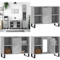 Vidaxl - Badschrank Betongrau 80x33x60 cm Holzwerkstoff - Badeschrank - Holzwerkstoff - Badezimmermöbel - Grauer Schrank - Spiegelschrank - Home & von VIDAXL