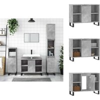 Vidaxl - Badschrank Betongrau 80x33x60 cm Holzwerkstoff - Badeschrank - Holzwerkstoff - Badezimmermöbel - Grauer Schrank - Spiegelschrank von VIDAXL