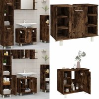 Vidaxl - Badschrank Räuchereiche 60x32x53,5 cm Holzwerkstoff - Badeschrank - Badezimmermöbel - Holzschränke - Holzwerkstoff - Rauchereiche - Home & von VIDAXL