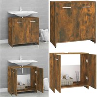 Badschrank Räuchereiche 60x33x60 cm Holzwerkstoff - Badeschrank - Badezimmermöbel - Holzschränke - Schrank - Aufbewahrung - Home & Living von VIDAXL