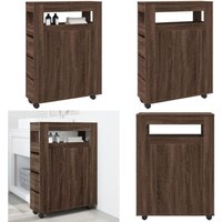 Badschrank Schmal mit Rollen Eichen-Optik Holzwerkstoff - Vidaxl von VIDAXL
