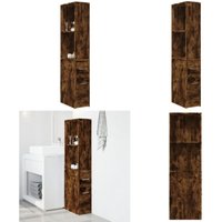 Badschrank Schmal mit Rollen Räuchereiche Holzwerkstoff - Vidaxl von VIDAXL