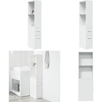 Badschrank Schmal mit Rollen Weiß Holzwerkstoff - Vidaxl Badschrank Schmal mit Rollen Weiß Holzwerkstoff - Vidaxl von VIDAXL