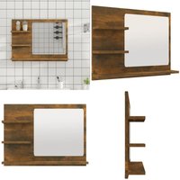 Badspiegel Räuchereiche 60x10,5x45 cm Holzwerkstoff - Badspiegel - Holzwerkstoff - Spiegelschrank - Badezimmermöbel - Waschtisch - Home & Living von VIDAXL