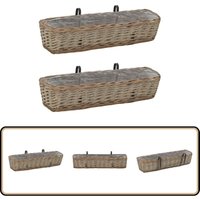 Balkon-Blumenkasten 2 Stk. Weide mit PE-Auskleidung 80 cm - Balkonpflanzentopf - Weidenkorb - Blumenerde - Gartendekoration - Kräutergarten von VIDAXL