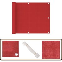 Balkon-Sichtschutz Rot 75x300 cm HDPE - Balkon Sichtschutz - HDPE - Sonnenschutz - Balkon Markise - Windsack von VIDAXL