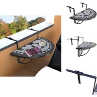 Balkonhängetisch Mosaik Schwarz und Weiß - Balkontisch - Hängetisch - Esszimmertisch - Outdoor Möbel - Gartenmöbel von VIDAXL