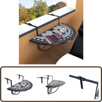 Balkonhängetisch Mosaik Schwarz und Weiß - Balkontisch - Hängetisch - Esszimmertisch - Outdoor Möbel - Gartenmöbel von VIDAXL
