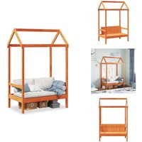 Vidaxl - Bank mit Dach Wachsbraun 117,5x70x176,5 cm Massivholz Kiefer - Holzbank - Gartenbank - Esszimmerstuhl - Kiefernholz Möbel - Rustikal von VIDAXL