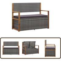 Bank mit Stauraum 115 cm Poly Rattan Massivholz Akazie Grau - Außenbank - Gartenbank - Rattan Möbel - Gartenmöbeln - Stauraumbank Bank mit Stauraum 115 cm Poly Rattan Massivholz Akazie Grau - Außenbank - Gartenbank - Rattan Möbel - Gartenmöbeln - Stauraumbank von VIDAXL