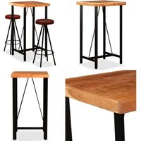 Bar-Set 3-tlg. Massivholz Akazie und Echtleder - Industrielook - Bartisch - Barhocker - Akazienholz - Echtleder - Home & Living von VIDAXL