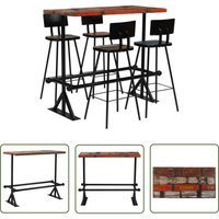 The Living Store Bar-Set 5-tlg. Altholz Massiv Mehrfarbig - Altholzmöbel - Industrielles Design - Bartisch - Barhocker - Vintage Möbel The Living Store Bar-Set 5-tlg. Altholz Massiv Mehrfarbig - Altholzmöbel - Industrielles Design - Bartisch - Barhocker - Vintage Möbel von VIDAXL