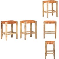 Barhocker 2 Stk. Braun Echtleder 60 cm - Barhocker - Leder Sessel - Esszimmerstühle - Küchenhocker - Designer Möbel Barhocker 2 Stk. Braun Echtleder 60 cm - Barhocker - Leder Sessel - Esszimmerstühle - Küchenhocker - Designer Möbel von VIDAXL