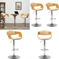 Barhocker 2 Stk. Creme Bugholz und Kunstleder - Barhocker - Küchenstühle - Esszimmerstühle - Höhenverstellbare Stühle - Cremefarbene Möbel - Home & von VIDAXL